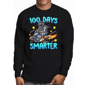 100th Day Of School 100 Days Smarter Books Space Lover Gift Longsleeve Tee 3 4