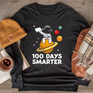 100th Day Of School 100 Days Smarter Books Space Lover Gift Longsleeve Tee