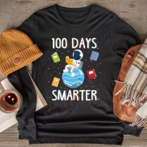 100th Day Of School 100 Days Smarter Books Space Lover Gift Longsleeve Tee