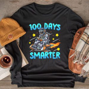 100th Day Of School 100 Days Smarter Books Space Lover Gift Longsleeve Tee