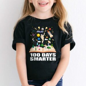 100th Day Of School 100 Days Smarter Books Space Lover Gift T Shirt 1 3