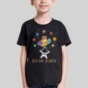 100th Day Of School 100 Days Smarter Books Space Lover Gift T Shirt 2 2