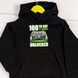 100th Day Of School Achievement Unlocked Video Game Kids Hoodie 1 3