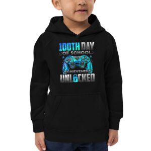 100th Day Of School Achievement Unlocked Video Game Kids Hoodie 2 6