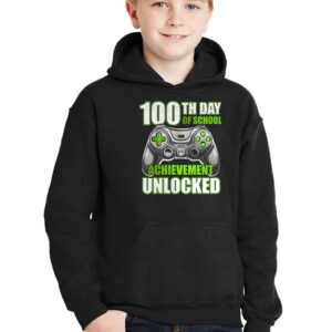100th Day Of School Achievement Unlocked Video Game Kids Hoodie 3 3