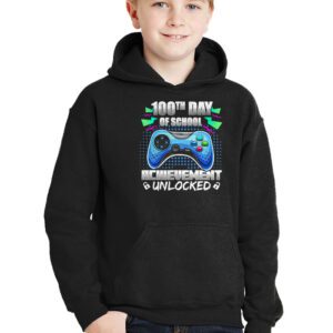 100th Day Of School Achievement Unlocked Video Game Kids Hoodie 3