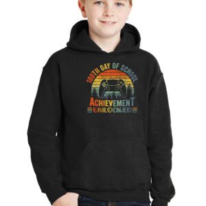 100th Day Of School Achievement Unlocked Video Game Kids Hoodie 3 7