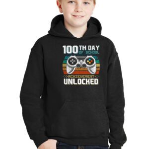 100th Day Of School Achievement Unlocked Video Game Kids Hoodie 3 8