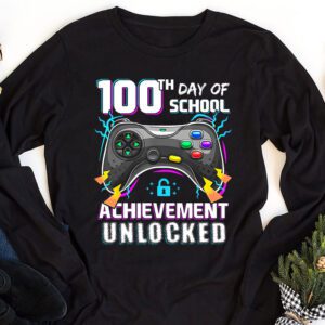 100th Day Of School Achievement Unlocked Video Game Kids Longsleeve Tee 1 1