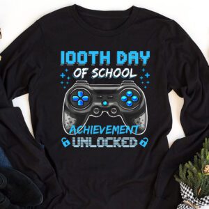 100th Day Of School Achievement Unlocked Video Game Kids Longsleeve Tee 1 2