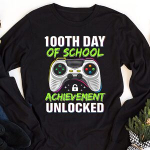 100th Day Of School Achievement Unlocked Video Game Kids Longsleeve Tee 1 4