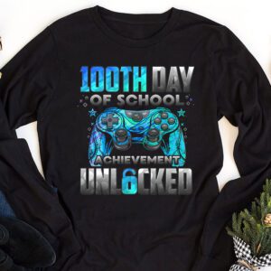 100th Day Of School Achievement Unlocked Video Game Kids Longsleeve Tee 1 6