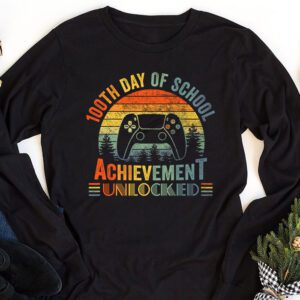 100th Day Of School Achievement Unlocked Video Game Kids Longsleeve Tee 1 7