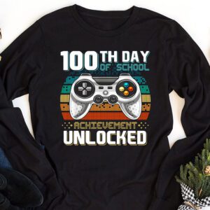 100th Day Of School Achievement Unlocked Video Game Kids Longsleeve Tee 1 8