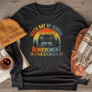 100th Day Of School Achievement Unlocked Video Game Kids Longsleeve Tee