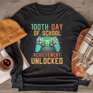 100th Day Of School Achievement Unlocked Video Game Kids Longsleeve Tee