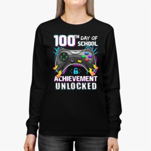 100th Day Of School Achievement Unlocked Video Game Kids Longsleeve Tee 2 1