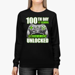100th Day Of School Achievement Unlocked Video Game Kids Longsleeve Tee 2 3