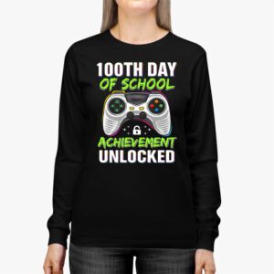 100th Day Of School Achievement Unlocked Video Game Kids Longsleeve Tee 2 4