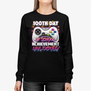 100th Day Of School Achievement Unlocked Video Game Kids Longsleeve Tee 2 5