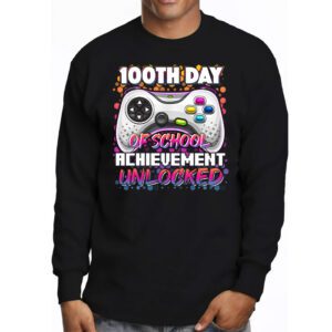 100th Day Of School Achievement Unlocked Video Game Kids Longsleeve Tee 3 5