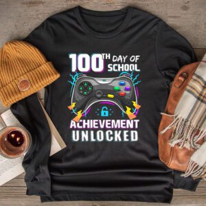 100th Day Of School Achievement Unlocked Video Game Kids Longsleeve Tee