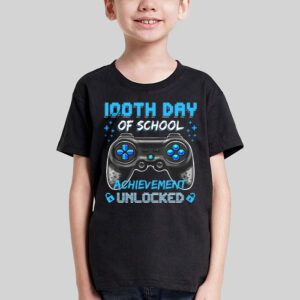 100th Day Of School Achievement Unlocked Video Game Kids T Shirt 1 2