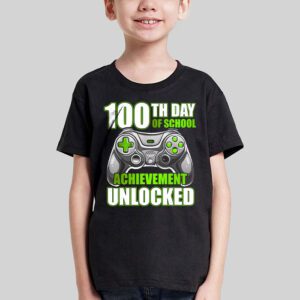 100th Day Of School Achievement Unlocked Video Game Kids T Shirt 1 3