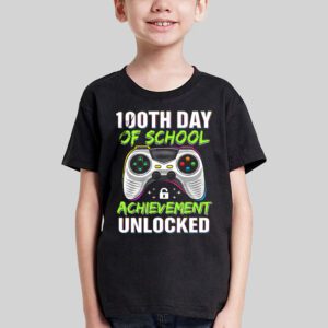 100th Day Of School Achievement Unlocked Video Game Kids T Shirt 1 4