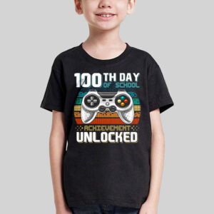 100th Day Of School Achievement Unlocked Video Game Kids T Shirt 1 8