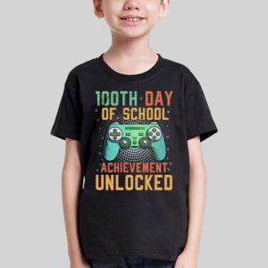 100th Day Of School Achievement Unlocked Video Game Kids T Shirt 1 9