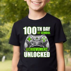 100th Day Of School Achievement Unlocked Video Game Kids T Shirt 2 3