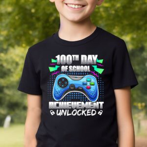 100th Day Of School Achievement Unlocked Video Game Kids T Shirt 2