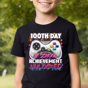 100th Day Of School Achievement Unlocked Video Game Kids T-Shirt 2 100th Day Of School Achievement Unlocked Video Game Kids T Shirt 2 5
