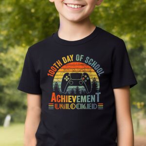 100th Day Of School Achievement Unlocked Video Game Kids T Shirt 2 7