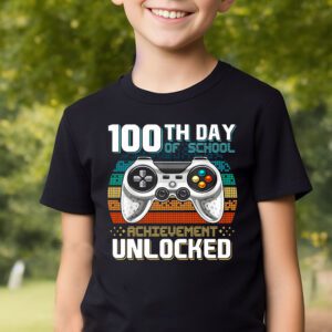 100th Day Of School Achievement Unlocked Video Game Kids T Shirt 2 8