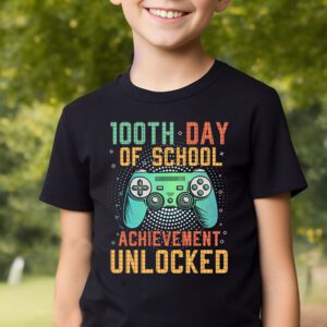 100th Day Of School Achievement Unlocked Video Game Kids T Shirt 2 9