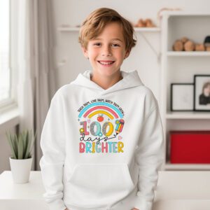 100th Day Of School Teacher 100 Days Brighter Rainbow Hoodie 1 1