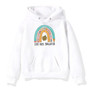 100th Day Of School Teacher 100 Days Brighter Rainbow Hoodie 3 2