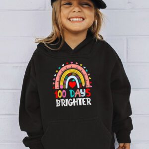 100th Day Of School Teacher 100 Days Brighter Rainbow Hoodie 3 4