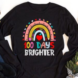 100th Day Of School Teacher 100 Days Brighter Rainbow Longsleeve Tee 1 4