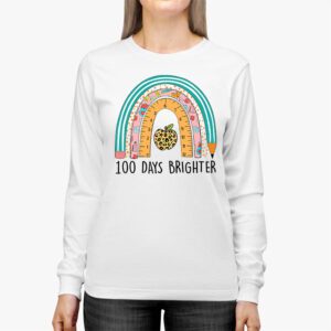 100th Day Of School Teacher 100 Days Brighter Rainbow Longsleeve Tee 2 2