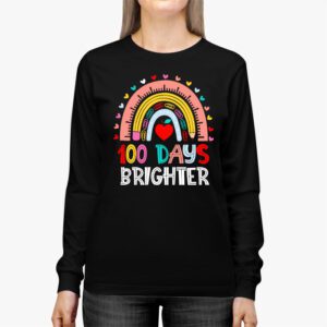 100th Day Of School Teacher 100 Days Brighter Rainbow Longsleeve Tee 2 4