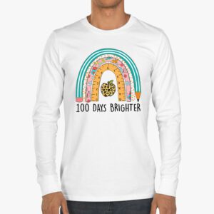 100th Day Of School Teacher 100 Days Brighter Rainbow Longsleeve Tee 3 2