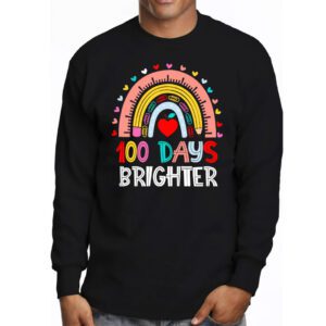 100th Day Of School Teacher 100 Days Brighter Rainbow Longsleeve Tee 3 4