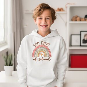 100th Day Of School Teacher 100 Days Smarter Boho Rainbow Hoodie 3 3