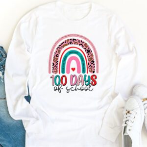 100th Day Of School Teacher 100 Days Smarter Boho Rainbow Longsleeve Tee 1 1