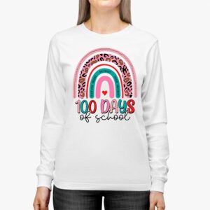 100th Day Of School Teacher 100 Days Smarter Boho Rainbow Longsleeve Tee 2 1