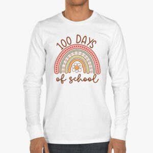 100th Day Of School Teacher 100 Days Smarter Boho Rainbow Longsleeve Tee 3 3