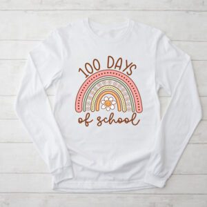 100th Day Of School Teacher 100 Days Smarter Boho Rainbow Longsleeve Tee